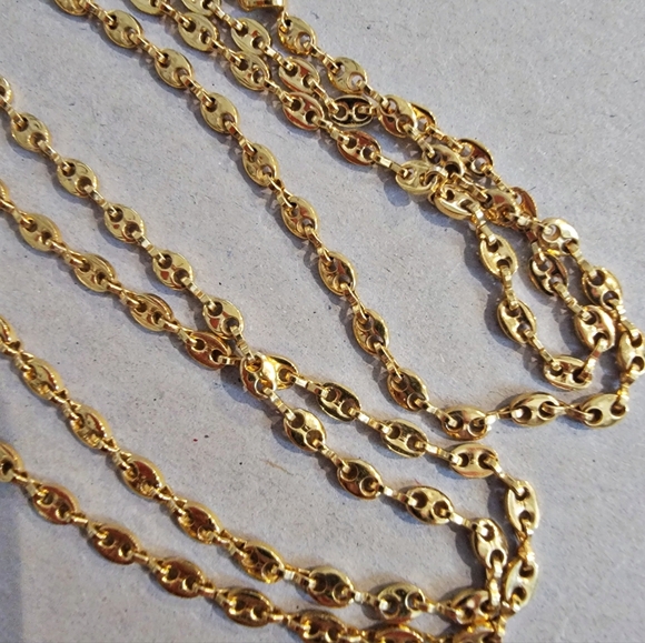 #Vintage #90s #MONET Gold Tone Oval Link Chain Necklace 34" Long Signed Classic - Picture 5 of 6